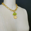 #6 Irvina Necklace - Cast Intaglio Peridot Green Venetian Glass Shell
