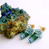 #4 Bella II Cluster Earrings - Blue Green Amertine Apatite Topaz Green Onyx