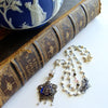 #6 Ayla Necklace - Georgian Silver Paste Enamel Pendant Keishi Pearls Kyanite & Rock Crystal
