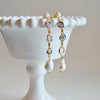 Watermelon Tourmaline Slices Flameball Pearl Post Duster Earrings - Anastasia Earrings II