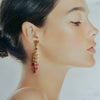 Pink Sapphire Micro Seed Pearls Filigree Heart Post Earrings - Valentina Duster Earrings II