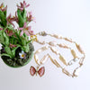 #3 Le Papillon Pearls Necklace - Pink Biwa Pearls 18k Gold Pink Tourmaline Butterfly Necklace