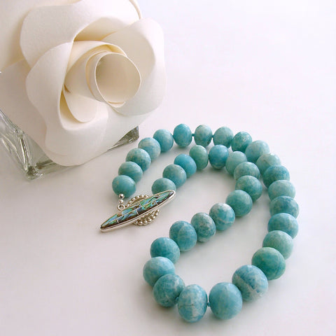 #4 Amanda Choker Necklace - Amazonite With Abalone Inlay Toggle