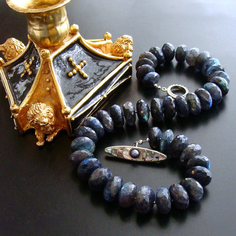 #5 Lyrica IV Necklace - Labradorite Inlay Abalone Pearl Clasp