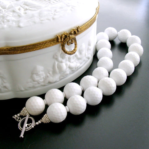 #1 Blanca Necklace - 20mm White Agate Golfballs