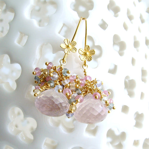#2 Juliet Earrings - Rose Quartz Sapphires