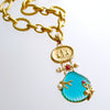 #2 Meribella Necklace - Cast Intaglio Teal Venetian Glass Shell