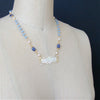#6 L'offre II Necklace - Antique MOP “P” Monogram Gaming Token Blue Chalcedony Tanzanite