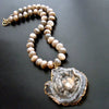 #3 Maisie Necklace - Mystic Peach Moonstone Conchina Druzy Pendant