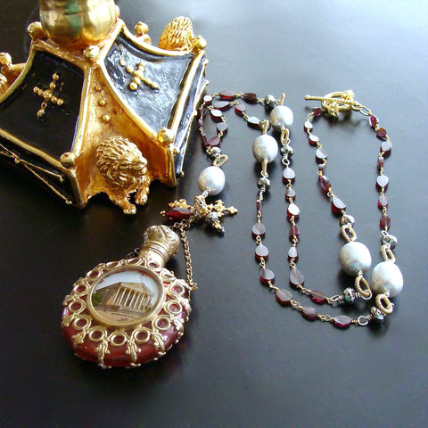 3-madeleine-necklace-garnet-pyrite-baroque-pearls-grand-tour-chatelaine-bottle