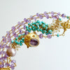 #2 Lucy Necklace - 18KYG Lucy Fob Sleeping Beauty Turquoise Amethyst Mystic Moonstone
