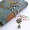 #5 Floriana Necklace - Pink OpalAqua Chalcedony Micromosaic Necklace