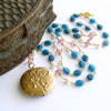 #6 Rosaline Necklace - Apatite Pink Topaz Enamel Locket