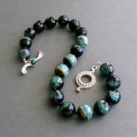 #1 Jaden Choker Necklace - Green Black Agate