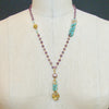 #8 Lucy Necklace - 18KYG Lucy Fob Sleeping Beauty Turquoise Amethyst Mystic Moonstone