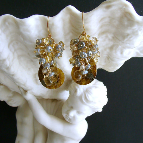 #2 Iriele V Earrings - Ammonite Citrine Topaz Labradorite
