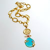 #1 Meribella Necklace - Cast Intaglio Teal Venetian Glass Shell