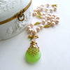 #2 Marjory Necklace Opaline Scent Bottle Peridot Pink Pearls