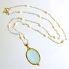 #1A Matera Necklace - Aquamarine Freshwater Pearls Aqua Intaglio Necklace