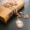 #2 Angela III Necklace - Peruvian Pink Opal Agate Coin Pearls Stalactite Pendant Necklace