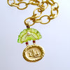 #2 Irvina Necklace - Cast Intaglio Peridot Green Venetian Glass Shell