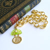 #4 Irvina Necklace - Cast Intaglio Peridot Green Venetian Glass Shell