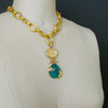 #6 Meribella Necklace - Cast Intaglio Teal Venetian Glass Shell