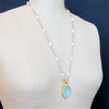 #6 Matera Necklace - Aquamarine Freshwater Pearls Aqua Intaglio Necklace