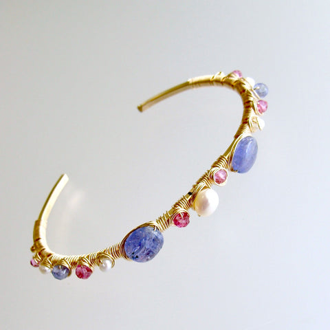 #1 Emeline Stacking Bracelet - Tanzanite Pink Topaz Pearls