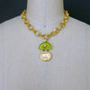 #5 Irvina Necklace - Cast Intaglio Peridot Green Venetian Glass Shell