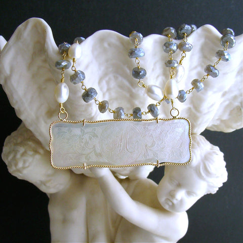 #2 L'offre III Necklace - Mystic Labradorite Pearls MOP Gaming Token
