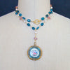 #9 Rosaline Necklace - Apatite Pink Topaz Enamel Locket