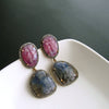 #4 Katie Earrings - Raspberry Denim Blue Sapphire Diamond Earrings