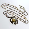 #3 Micheline Necklace - Pink TourmalinebRose Quartz Georgian Paste Enamel Heart Locket