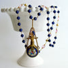 #5 Lillian Necklace - Lapis Pink Quartz Porcelain Chatelaine Scent Bottle