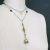#10 Étaín Necklace - Turquoise Garnet Keshi Pearls Austro Hungarian Swan Fob