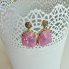 12 Days  of Christmas -Pink Sapphire w White Topaz -  Sapphire Earrings