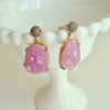 12 Days  of Christmas -Pink Sapphire w White Topaz -  Sapphire Earrings