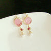 12 Days of Christmas - Venetian Glass Honeybee Intaglios, Rubies & Cultured Pearl Earrings - Le Api Earrings