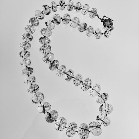 12 Days of Christmas - Tourmilated Quartz & Polki Diamond Matinee Necklace - Tessa II