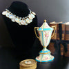 #3 China Doll Aqua Blue Necklace - Blue Topaz Minature Porcelain Plates