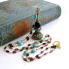 #4 Adrianna Necklace - Austro Hungarian Fob Garnets Turquoise