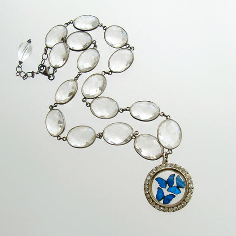 #1 Kaleidoscope de Papillon III Necklace - Rock Crystal Silver Paste Locket