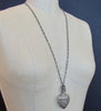 #6 Cressida Necklace - Repousse Sterling Heart Chatelaine Scent Bottle CZ Chain