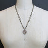 #12 Saint Esprit II Heart Necklace - Antique Silver Paste Heart Vinaigrette Pendant Pyrite