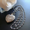 #4 Cressida Necklace - Repousse Sterling Heart Chatelaine Scent Bottle CZ Chain