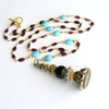 #1 Adrianna Necklace - Austro Hungarian Fob Garnets Turquoise