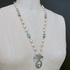 #8 Madonna and Child Necklace - Pearls Turquoise Amazonite Victorian Mourning Locket