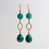 #1 Allie Earrings - Turquoise Green Sapphire Duster Earrings