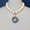 #5 Mitzi Necklace - Vintage Celluloid French Ivory Conchina Druzy Pendant